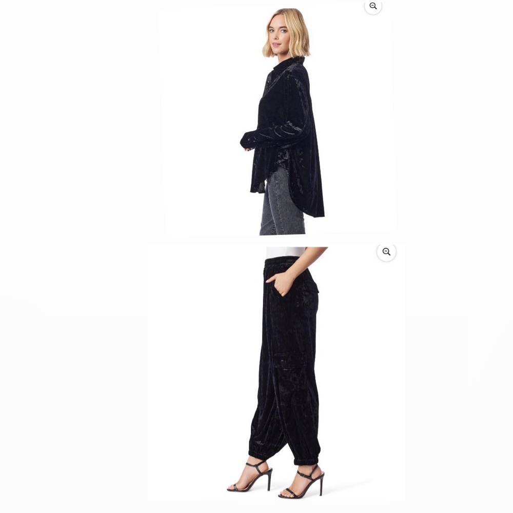 NWT Jessica Simpson Black velvet shirt and pants set